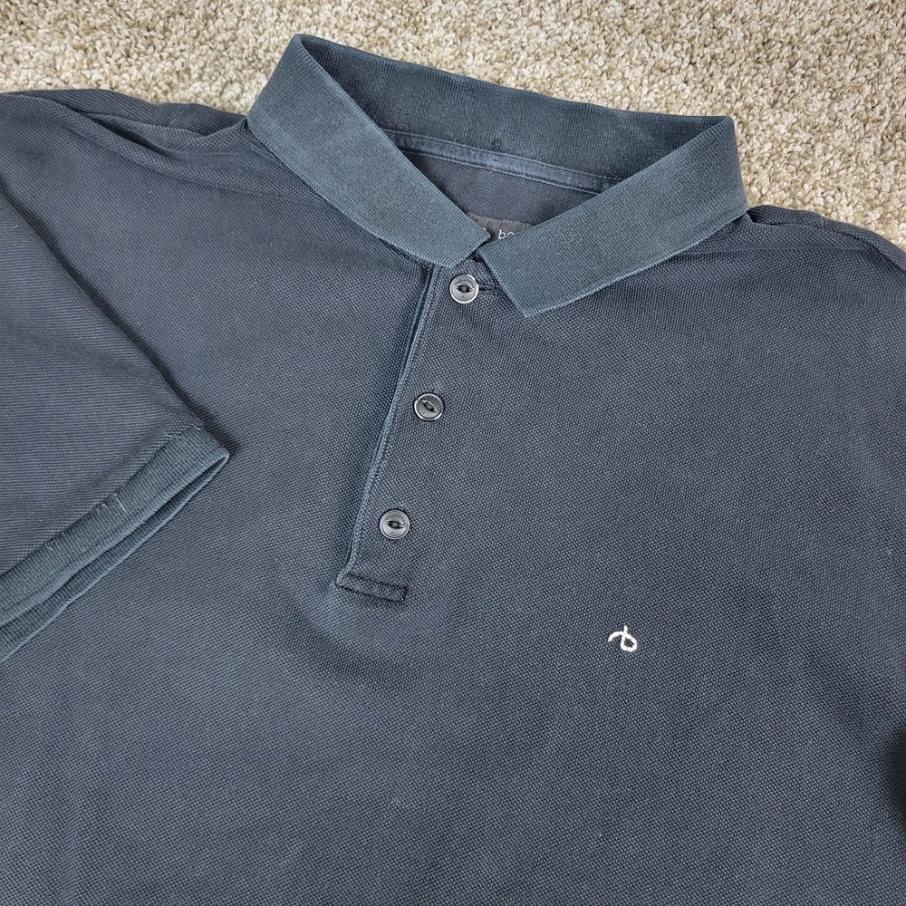 Rag & Bone Mens XL Solid Black Stretch Knit Polo Short Sleeve